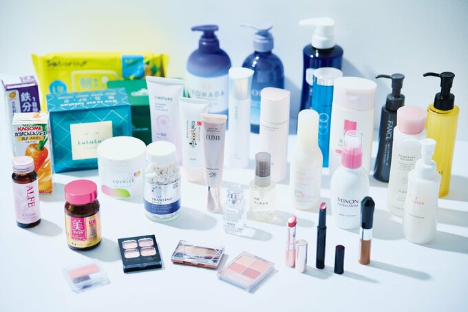 多数のコスメと美容アイテム