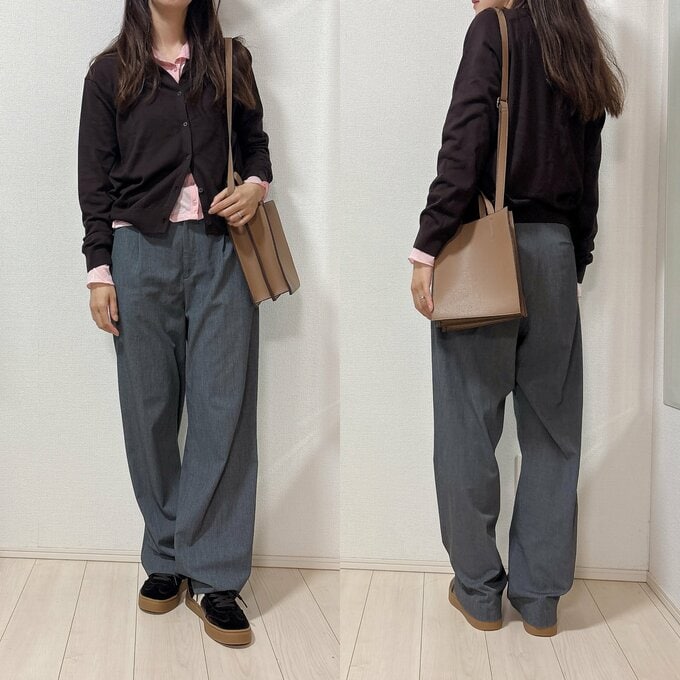 ユニクロ　UVカットクルーネックカーディガン　コーデ