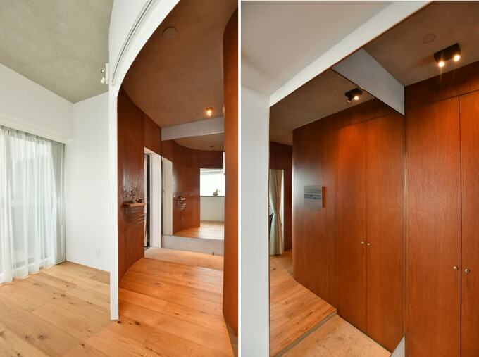 廊下沿いの子ども室と収納