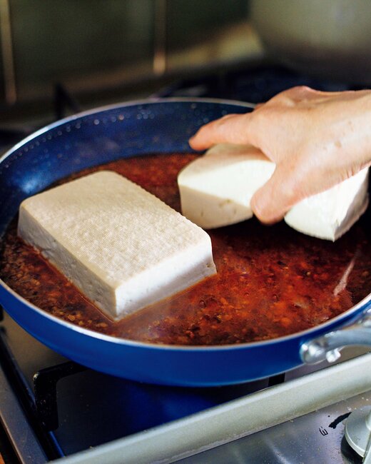 麻婆豆腐の調理過程