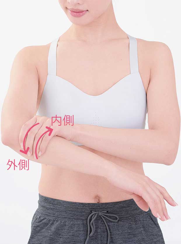 皮膚のゆがみを確認している様子