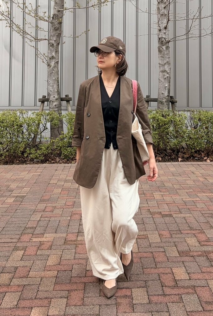 ユニクロU「ウォッシャブルボタンダウンニットベスト」着まわし3