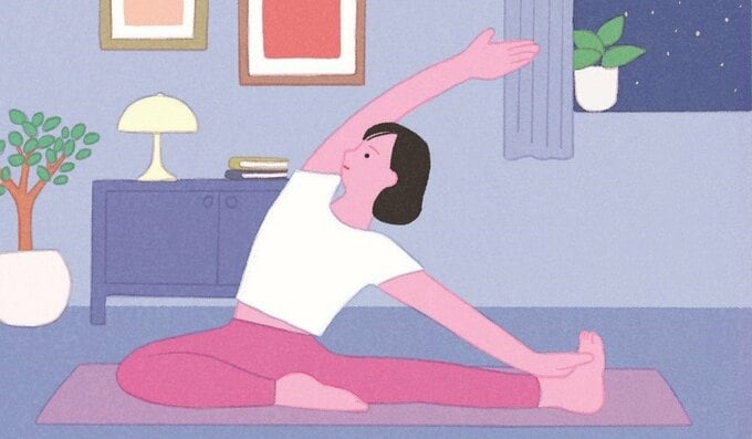 ストレッチをしてリラックスしている女性