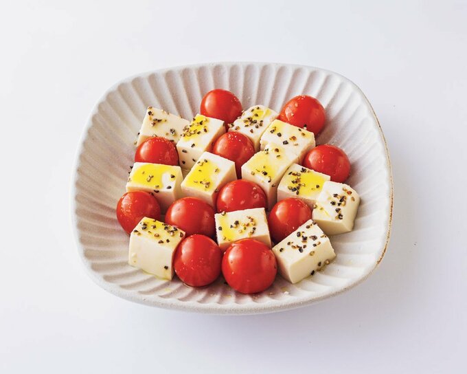 ミニトマトと豆腐のカプレーゼ