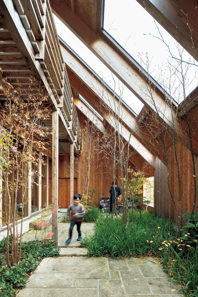 自然の雑木林のような中庭