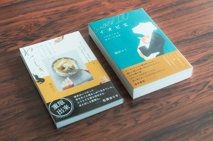猫沢さんの著書『ねこしき』(左)、『イオビエ』(右)