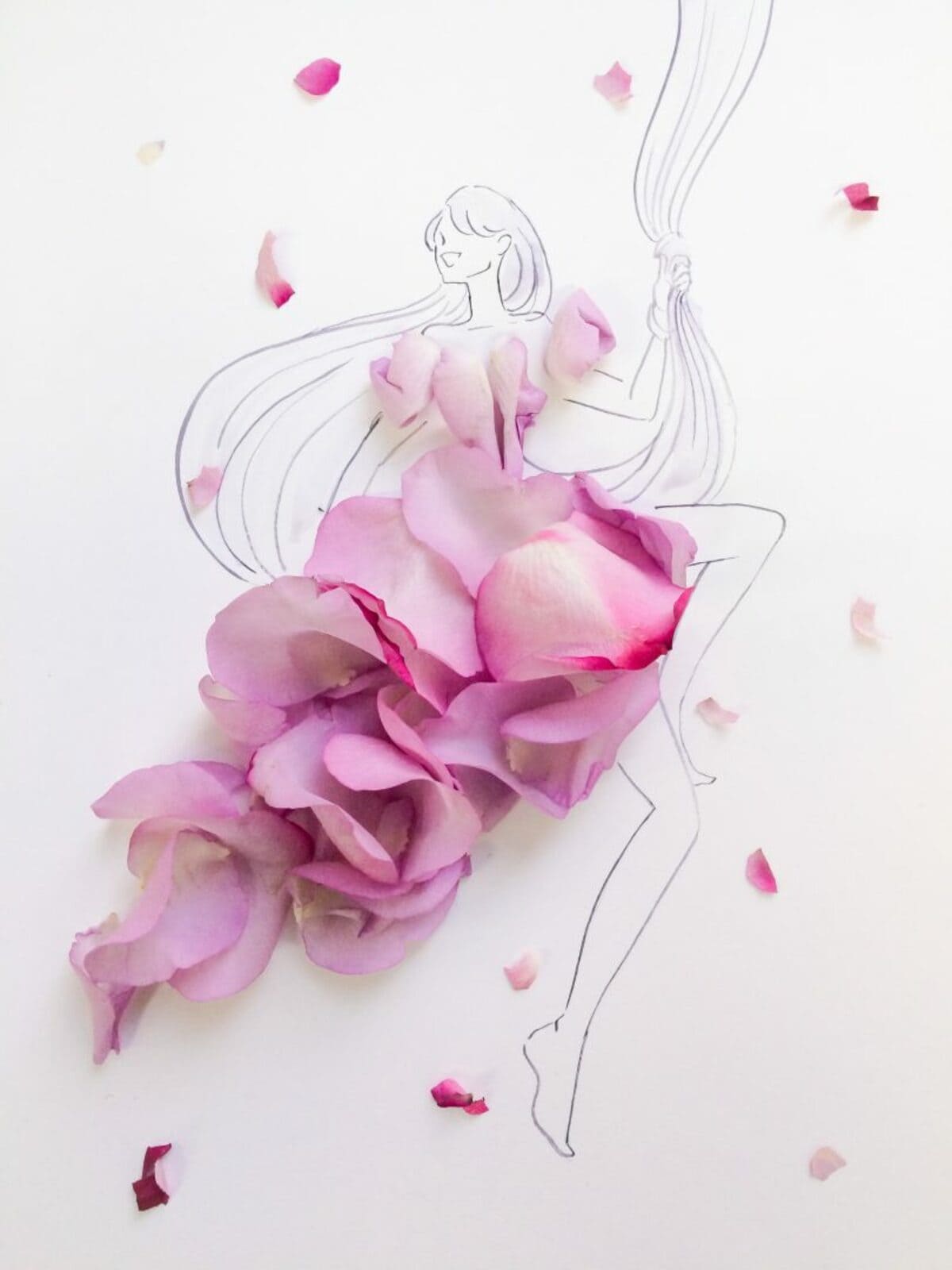 花びらを使った大胆アートにうっとり…自分でも好きな花でつくってみ