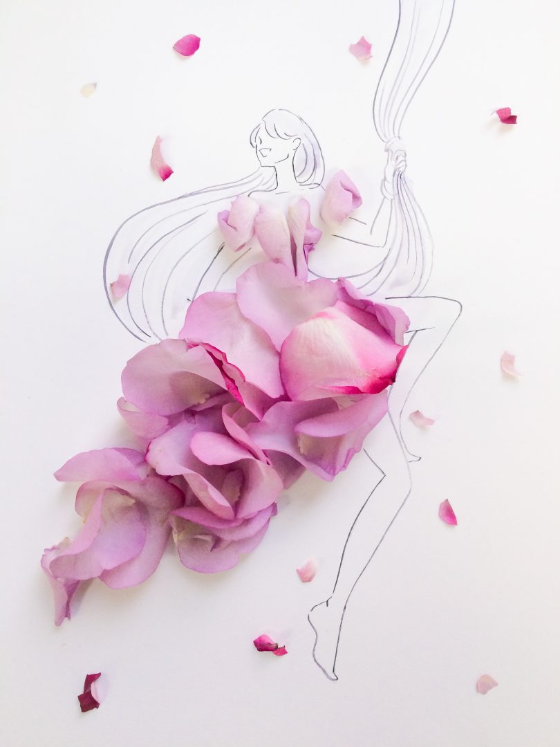 花びらを使った大胆アートにうっとり…自分でも好きな花でつくってみ