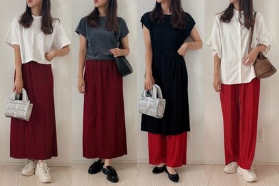 アラフォーが感動「coca・1690円」の秋カラーボトムス2つ。トレンド・赤の大人着こなしのコツも
