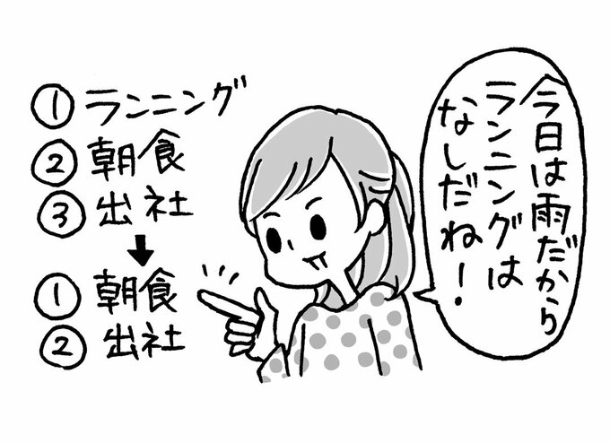 朝の予定を変更している人のイラスト