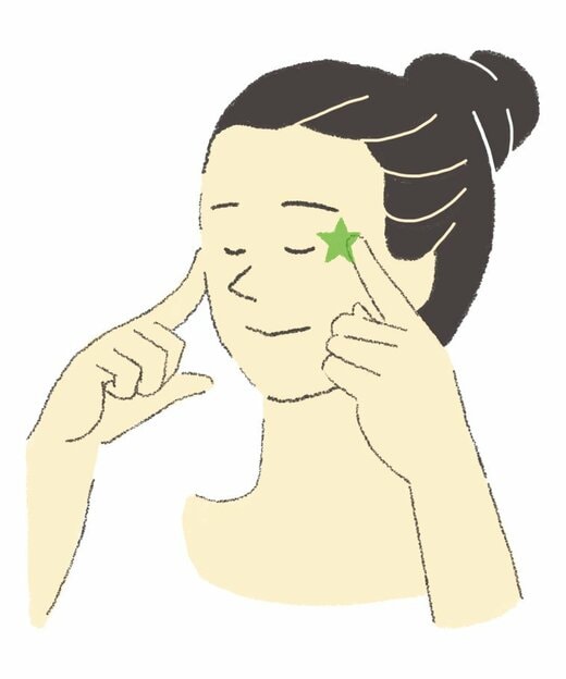 瞳子髎を押すイラスト