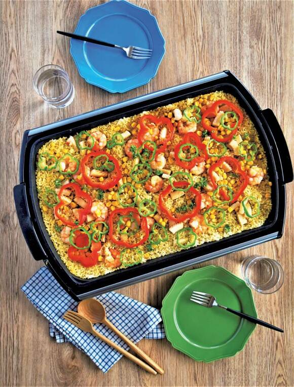 ホットプレートでカレーピラフ