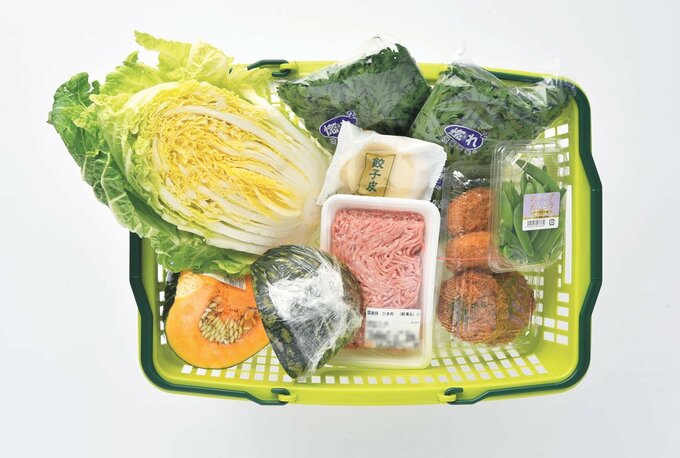 大物野菜と家族の食べたいものを買う日の買い物カゴ
