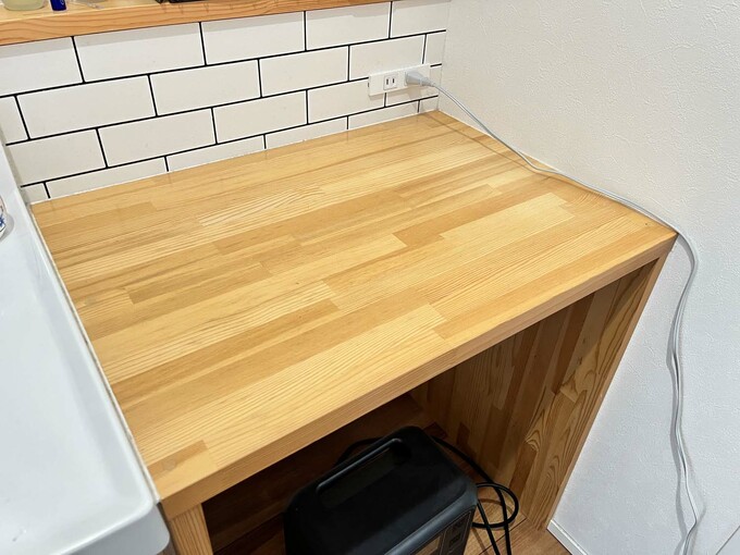 洗面台の木の天板