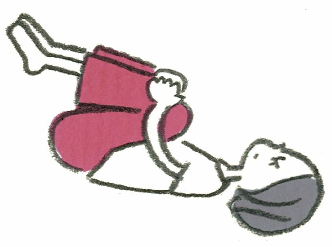 ストレッチで赤ちゃんポーズをするイラスト