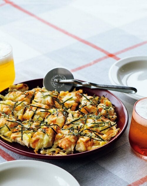 鶏胸のタラモピザ