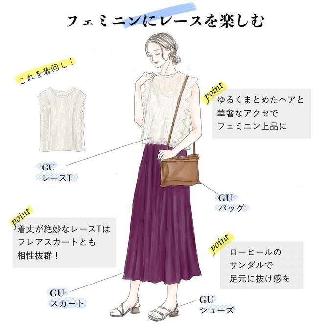 フェミニンにレースを楽しむ