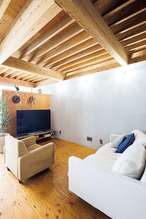 構造材が表しになった天井