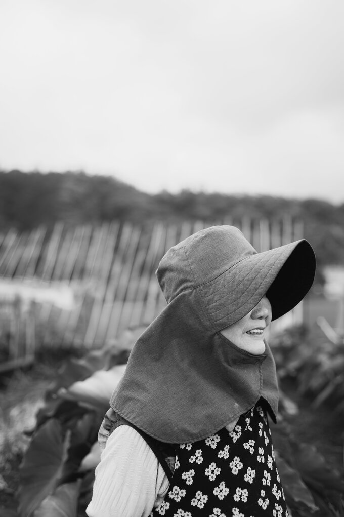 農作業帽をかぶったひろちゃん