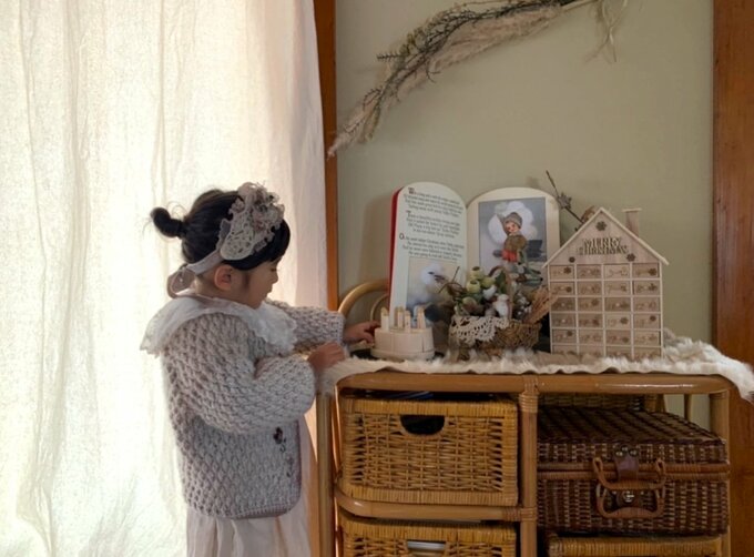 ラタンの棚&カゴバッグ