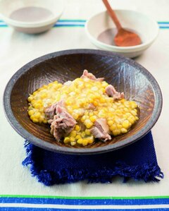 蒸し鶏のコーンあんかけ