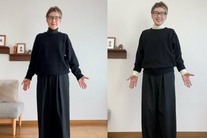 60代の冬服は、白や柄物の「ちょい足し」で見違える！印象が軽やか、顔周りも明るく