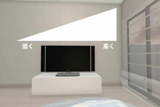 フォーカルポイントを意識して部屋の手前が低く、奥は高く配置する