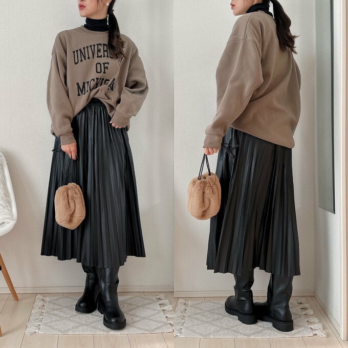 スタイルヒートリブタートルネックTコーデ