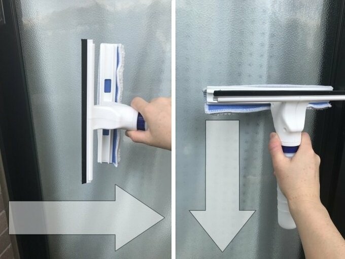 モップ部分で汚れを拭き取る様子