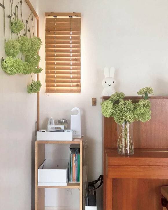 ピアノ周りにグリーン