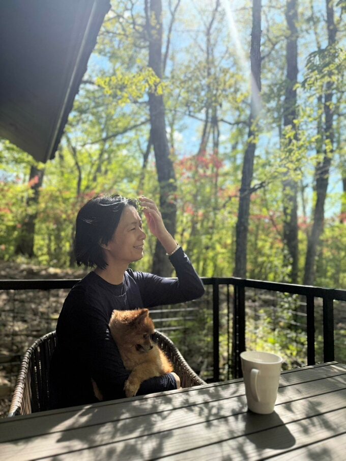 愛犬とのショット