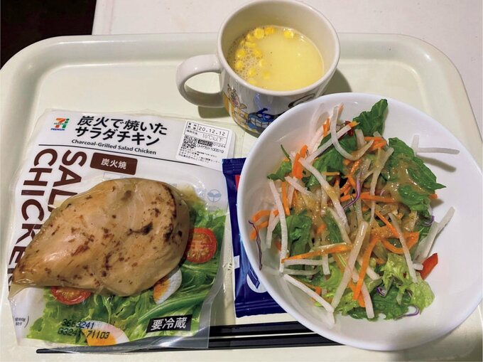 サラダチキンとスープ
