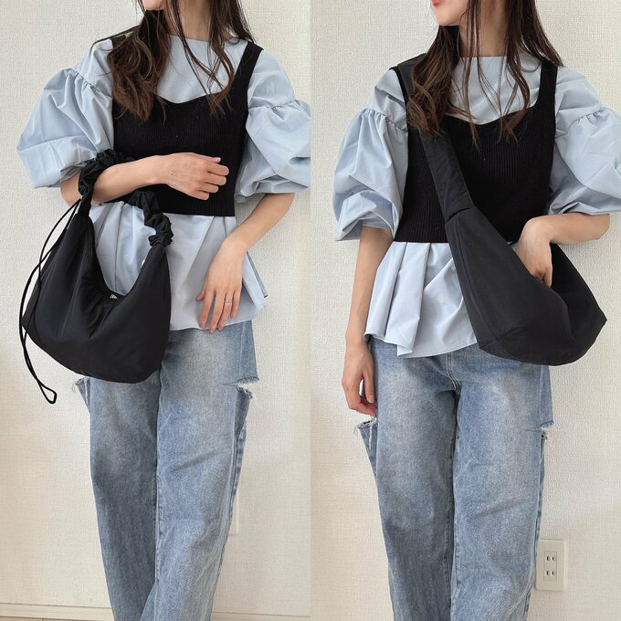 ナイロンギャザーハンドルバッグ使用