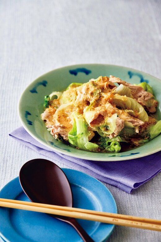 梅みそソースのレタス蒸ししゃぶ