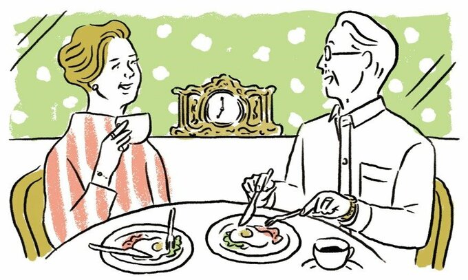 食事をする男女のイラスト