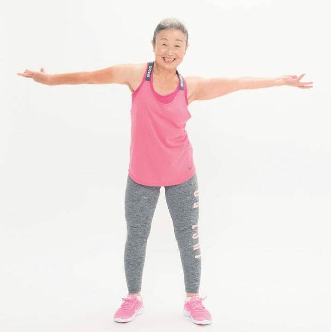 ピンク女性両手広げる