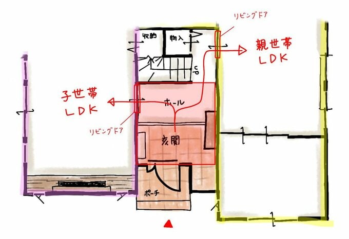 クッションになっている玄関