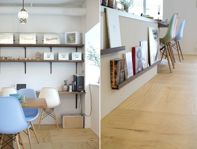 ポップな椅子に似合うラフなフローリング