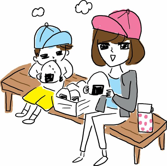 イラスト母子おにぎり