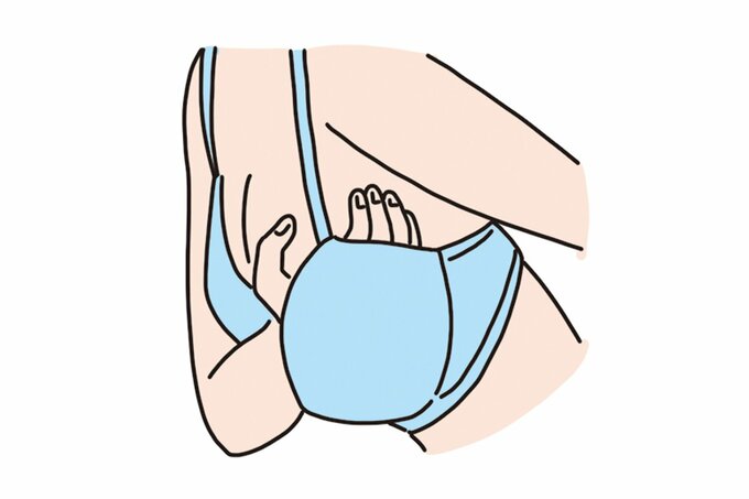 ブラジャーを着ける側面イラスト
