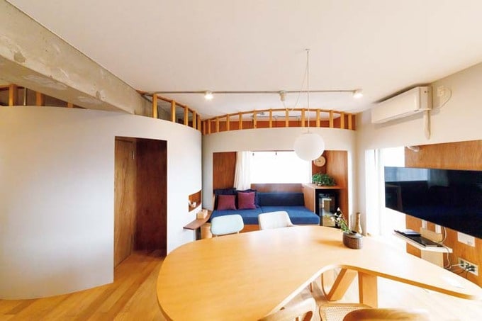 曲線がアクセントになったLDK