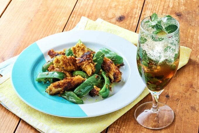 モヒートコーヒーと手羽中のカレーマヨグリル