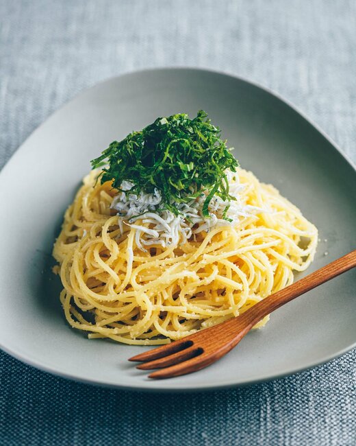 シラスと青ジソの明太パスタ