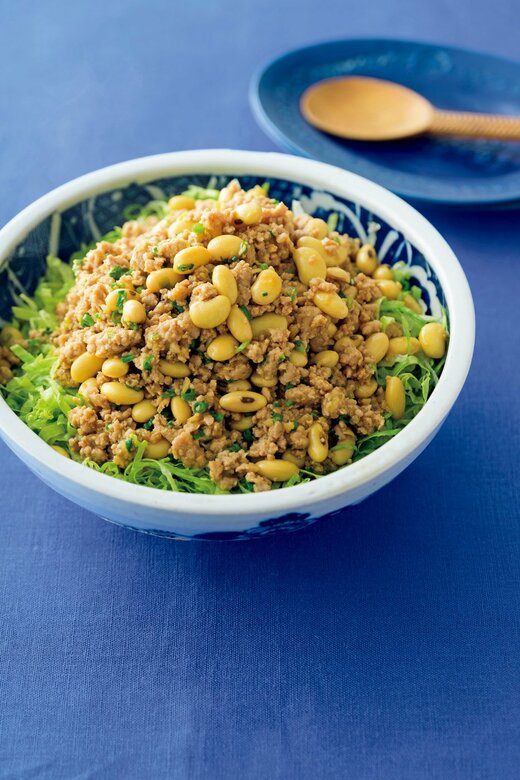 大豆豚そぼろのレタスがけ