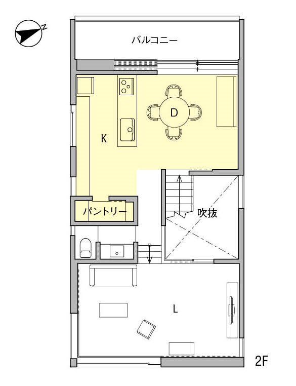 自然を楽しむダイニングキッチンの図面