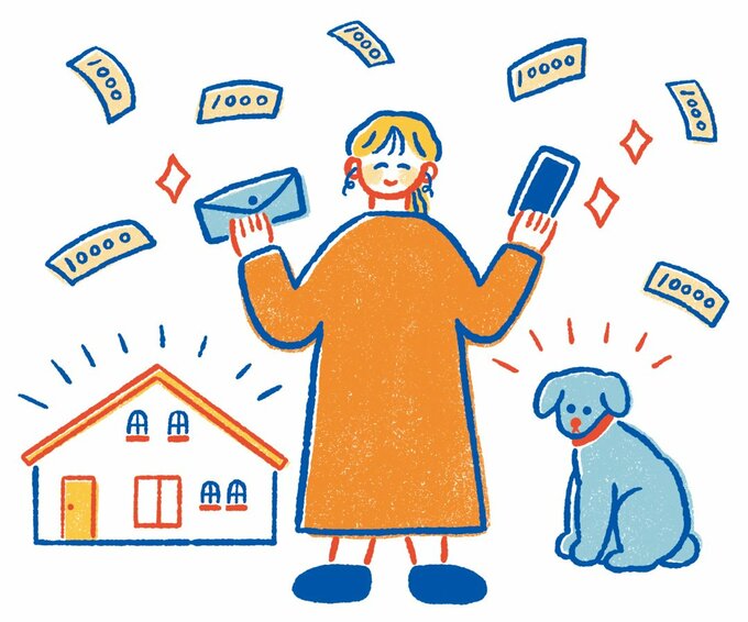 イラスト女性と犬