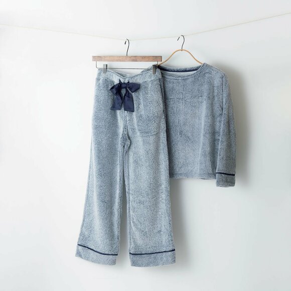 マシュマロフィールラウンジセット長袖ウエストリボンネイビー