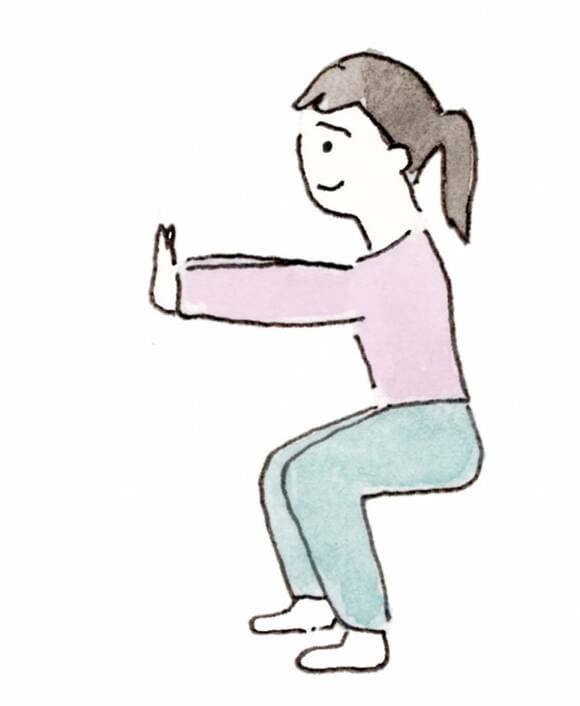 イラスト腕を前に腰を落とす女性