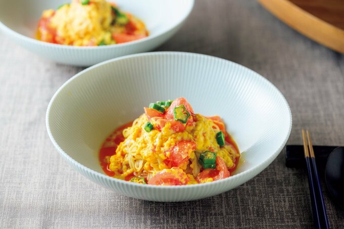 トマトと卵の辛味あえそうめん