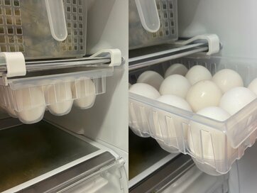 ダイソーの収納グッズで冷蔵庫に引き出しが。デッドスペースを有効活用